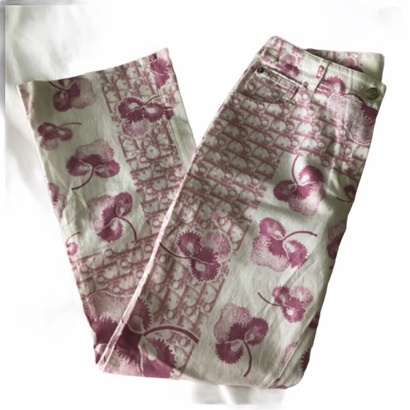 ✨Authentic Vintage Y2K Christian Dior Cherry Blossom Diorissimo Cotton Pants - Picture 1 of 13